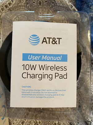AT&T Wireless Charger With Fast Charge Adapter QC3.0 Adapter 10W - Black - New