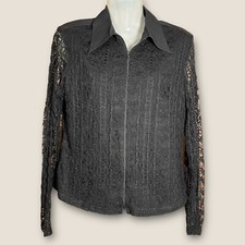 Black Lace Goth Whimsigoth Witchy Top Steam Punk Dark Zip Shirt M Ravel