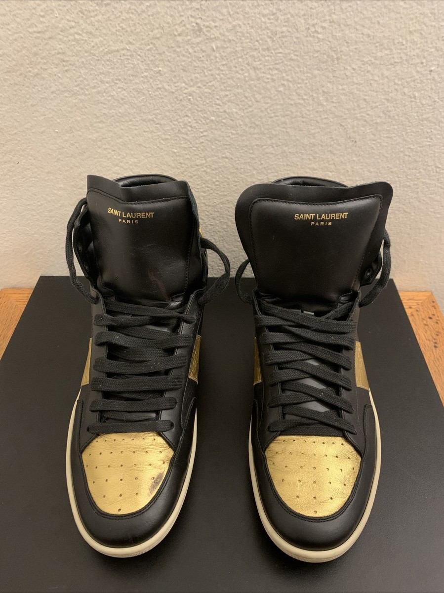 Saint Laurent Paris SL Black Gold High Top Sneakers size EU Saint Laurent Paris SL Black Gold High Top Sneakers size EU