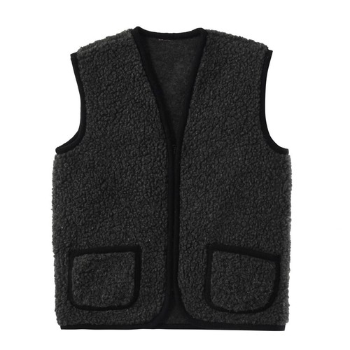 Cozy Wool Vest with Zipper - Checkered - Reindeer - Grey - Classic Style - Picture 9 of 23