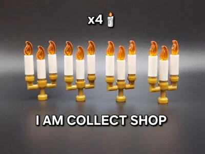 LEGO CHANDELIER BOUGEOIR BOUGIE COULEUR PEARL GOLD ET BLANC 73117 Lot X4 (NEUF)