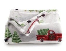 Christmas Red Truck plush oversized Christmas throw 60x72 Polyester