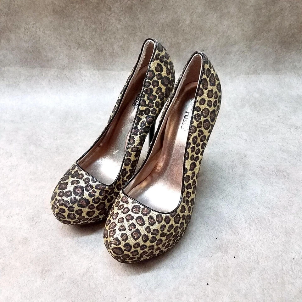 Charlotte Russe Womens Size 6 Brown Animal Print Slip On Heel Platform Pumps - Image 3 of 4
