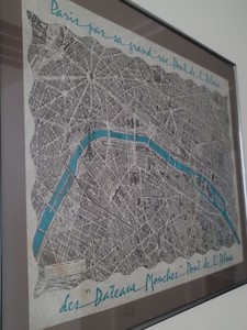 Framed Paris A Vol D'Oiseau Centre Blondel La Rougery Edition 1985 of Paris 1959