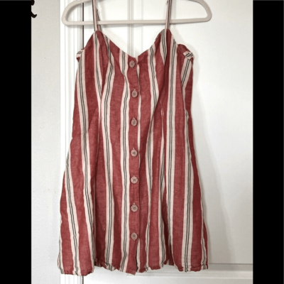 Urban Outfitters Red & White Button Down Cross Back Linen Blend Dress Large  | eBay