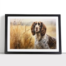 English Springer Spaniel Watercolour Framed Canvas Wall Art Print Poster Picture