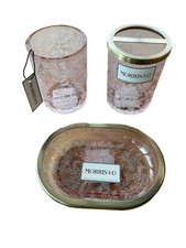 Morris & Co~Vanity/accessory Set~ chrysanthem-Floral~Ceramic~3 pcs~textured~NWT~