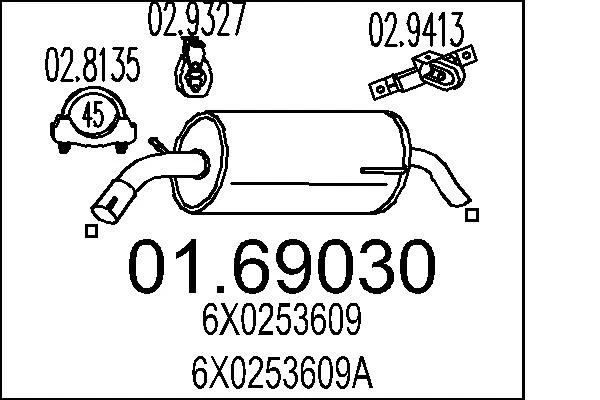 MTS 01.69030 Endschalldämpfer für Seat