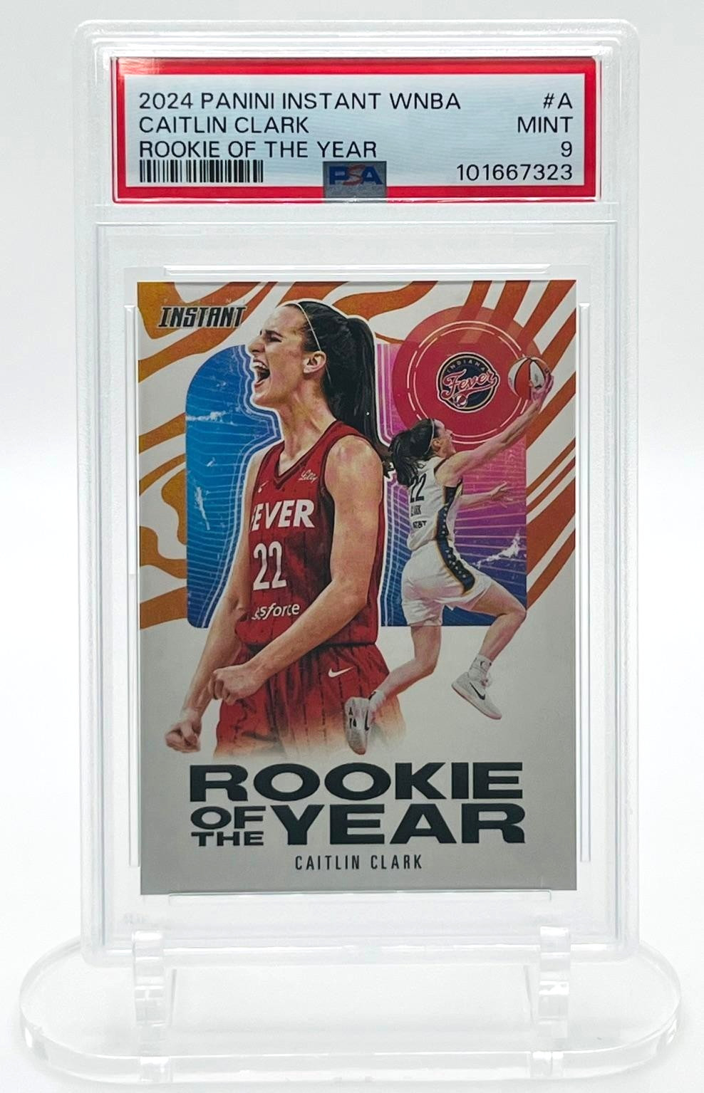 2024-25 Panini Instant Caitlin Clark ROY #CCROY-A PSA 9 Mint Indiana Fever RC view 1