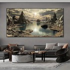 Serene Landscape Painting with Vibrant Color Unframed Canvas Painting for Living
