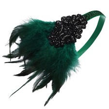 1920s Gatsby Headpiece with Green Feather Green Flapper Headband for 1920s T...