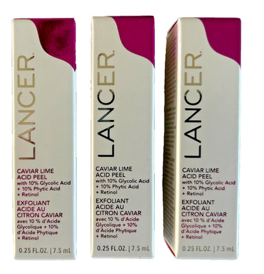 Lancer Caviar Lime Acid Peel w/ 10% Glycolic Acid 10% Phytic Acid -0.25 oz x3