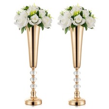 Metal Gold Trumpet Vase - 2 Pcs Tall Tabletop Vases for Centerpieces, 20.8in,...