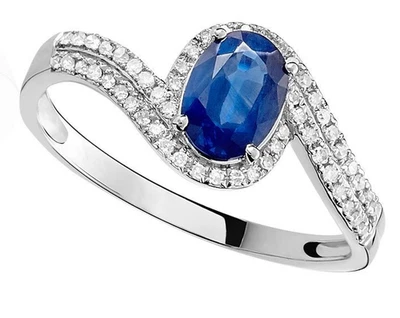 1,08 ct Natürlicher Diamant Cluster Ring 14K Weißgold Blaue Saphir - Bild 1 von 4