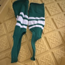 Men's Athletic Crew Socks Green/White Striped Size S Regular, 1 Pair