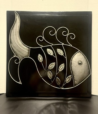 Uttermost Wire Metal Fish Contemporary Wall Art in Black & Silver