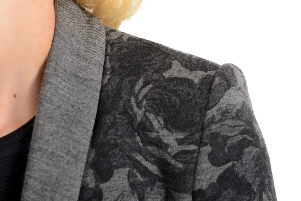 Blazer Just Cavalli Para Mujer Gris Estampado Floral 100% Lana Un Botón EE. UU. S IT 40 Foto 4 de 4