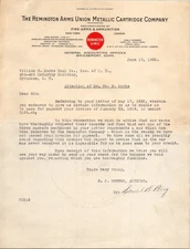 1920 Remington Arms Union Metallic Cartridge Co. Letter Bridgeport CT