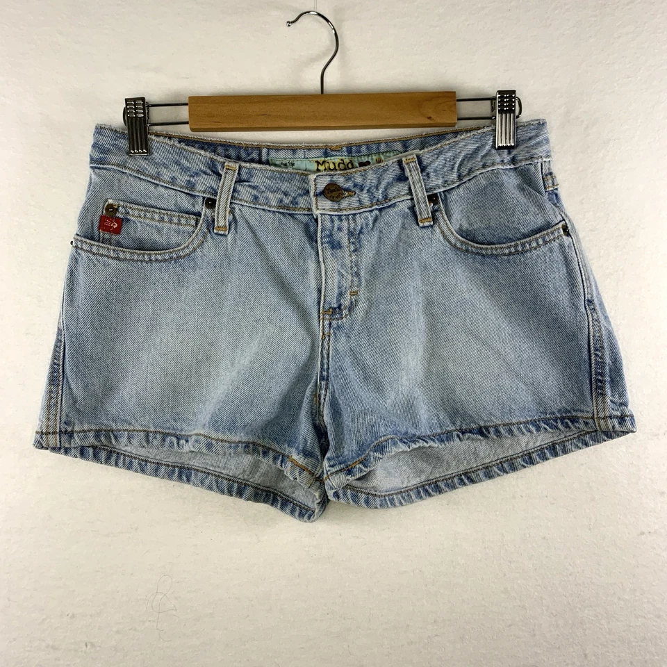 Pantalones Cortos de Jean Vintage Mudd Para Mujer Y2K Lavado Ligero Talla 11 Juniors Logo Bordado Foto 4 de 4
