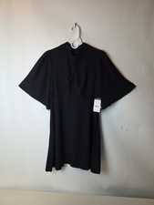Free People Mini Dress High Neck Ruched Front & Button Back- Be my Baby Size 10