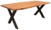 Baumkantentisch Catania Akazie X-Bein Gestell 200 X 100 Cm Esstisch