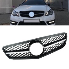 Schwarz glänzend Kunststoff Kühlergrill Gitter für Mercedes-Benz C-KLASSE W204
