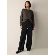Eileen Fisher Women's Cotton Stretch Denim Roomy Wide Trouser, Black