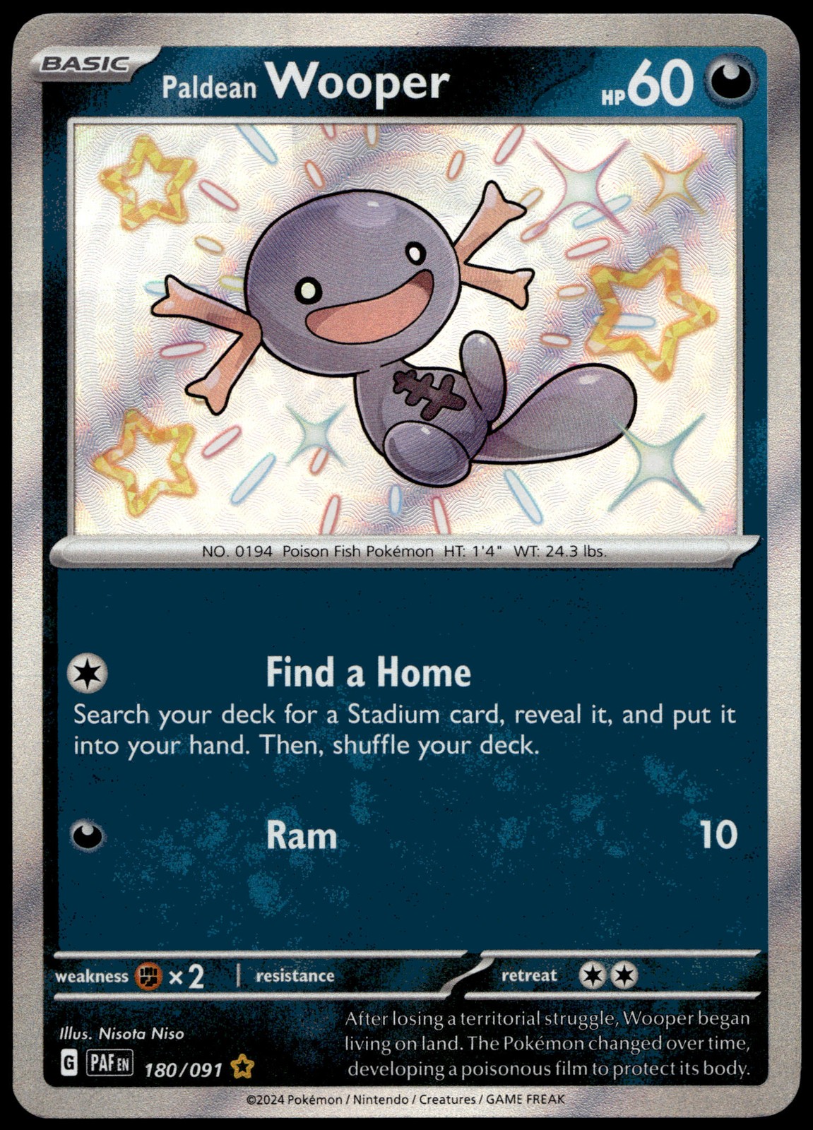 Paldean Wooper Shiny Rare SV: Paldean Fates 180/091 NM