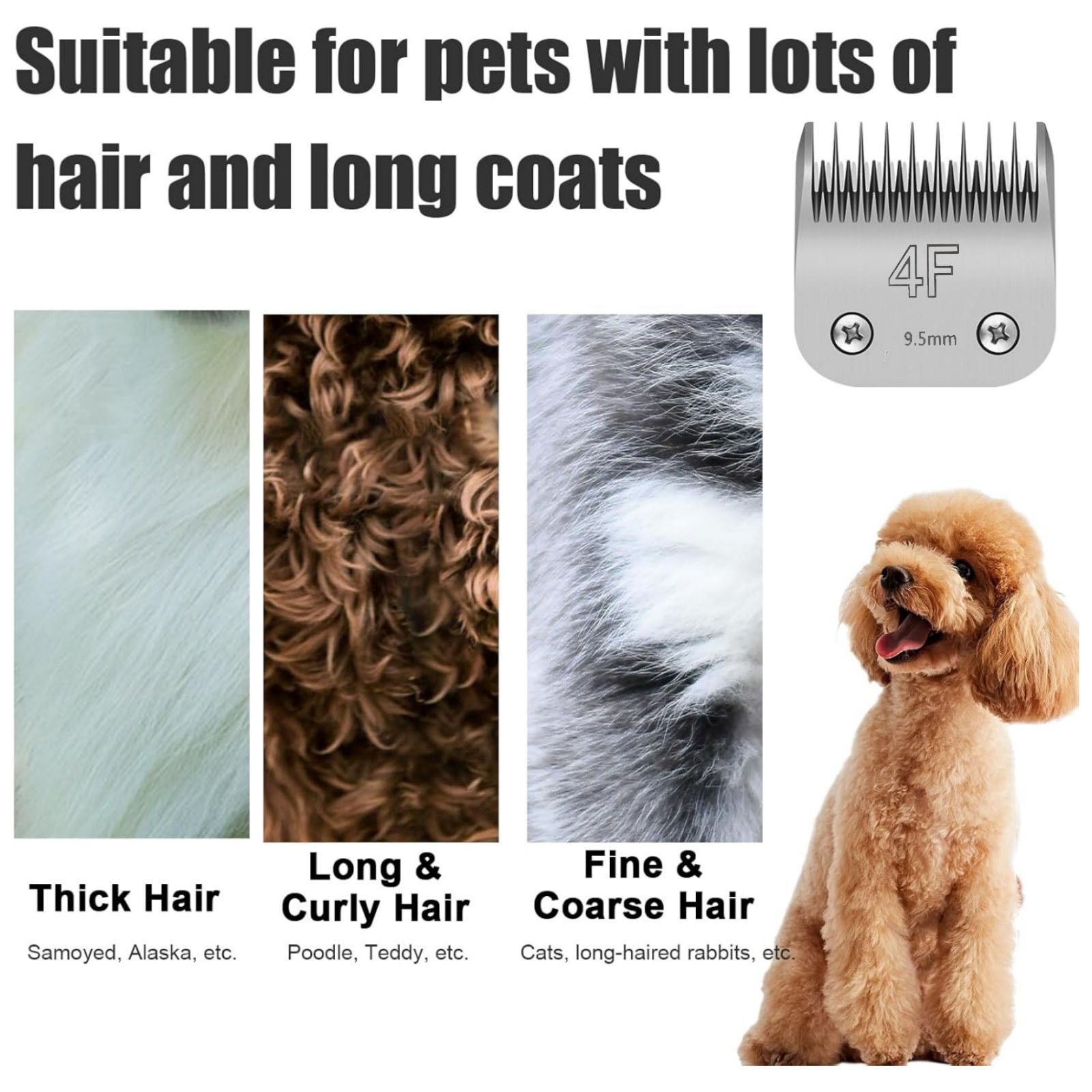 4F Cut Length 3/8'' (9.5mm) Detachable Pet Dog Clipper Blades For Oster A6