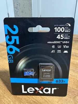 Lexar 256GB 633x microSDXC Memory Card UHS-I V30 A1 with SD Adapter