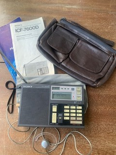 Sony ICF 7600D World Receiver Complete with Leather Case Accessories