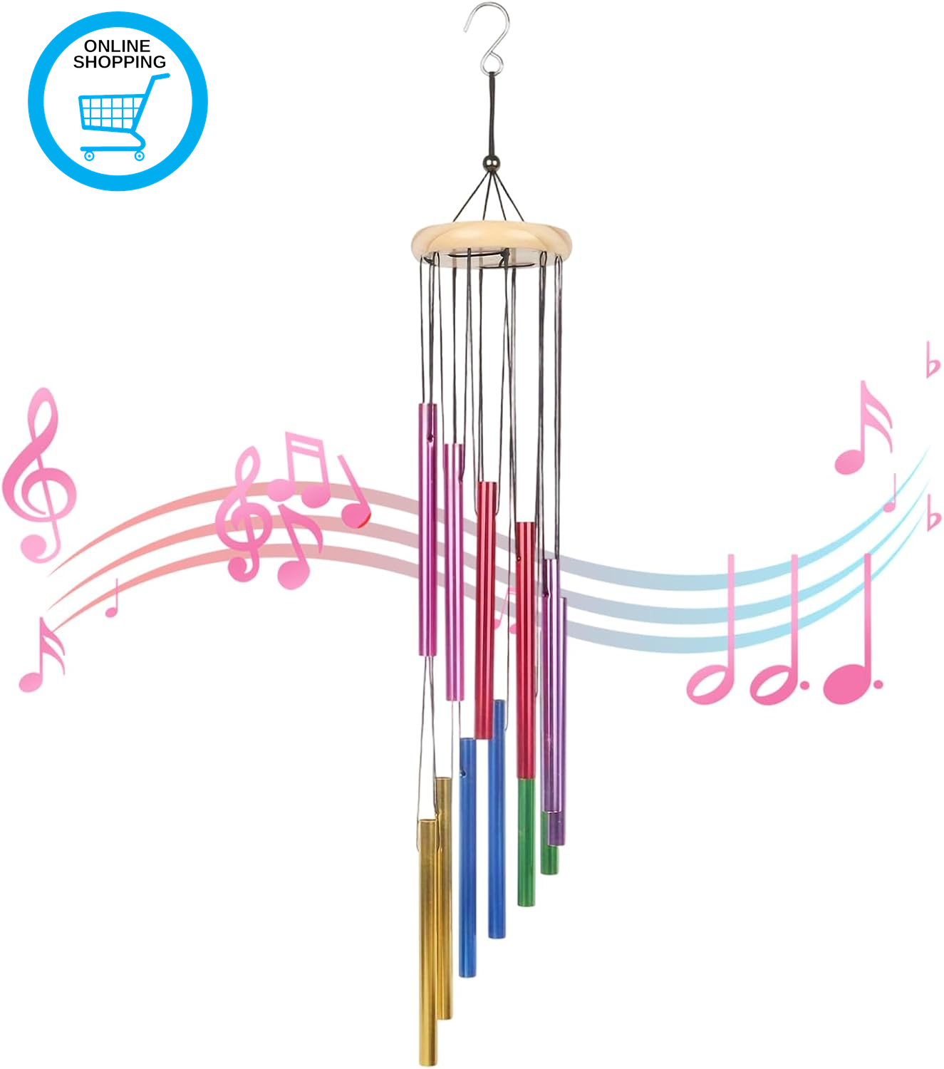 Wind Chimes for Garden, Colorful Wind Chimes with 12 Aluminum Tubes, Garden Hang