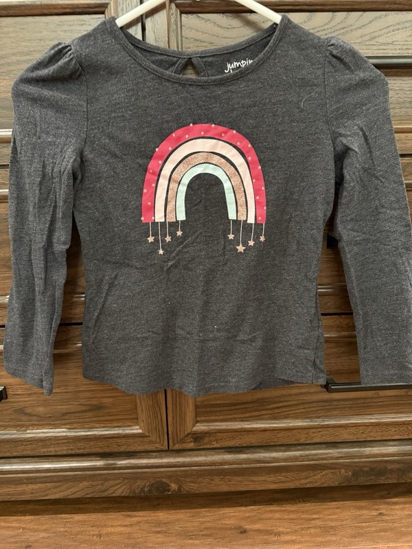 Jumping Beans Girls Gray Shirt With Rainbow Graphic 6x