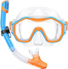 Snorkeling Gear for Kids, Dry-Top Snorkel Set, 180 Panoramic Wide View Diving Ma