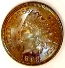 1898 Ch Gem BU Indian Cent Full Diamonds Beautiful Lustrous Rainbow Toned No Res