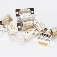 10pcs Gold Pin 9pin D-Sub Male Socket Solder Chassis Connector RS232 Serial DB9