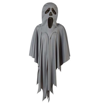 Halloween Kostüm Cape Ghost Geist mit Maske grau