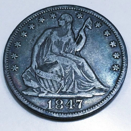 1847 Seated Liberty Half Dollar Beautiful High Grade Coin Rare Date
