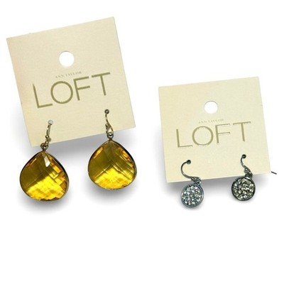 LOFT Earring Set Pavé Crystal Minimalist Discs NWT