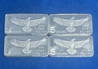 Lot of Four- 5 Gram .999 Fine Silver Monarch Precious Metals EAGLE BARS