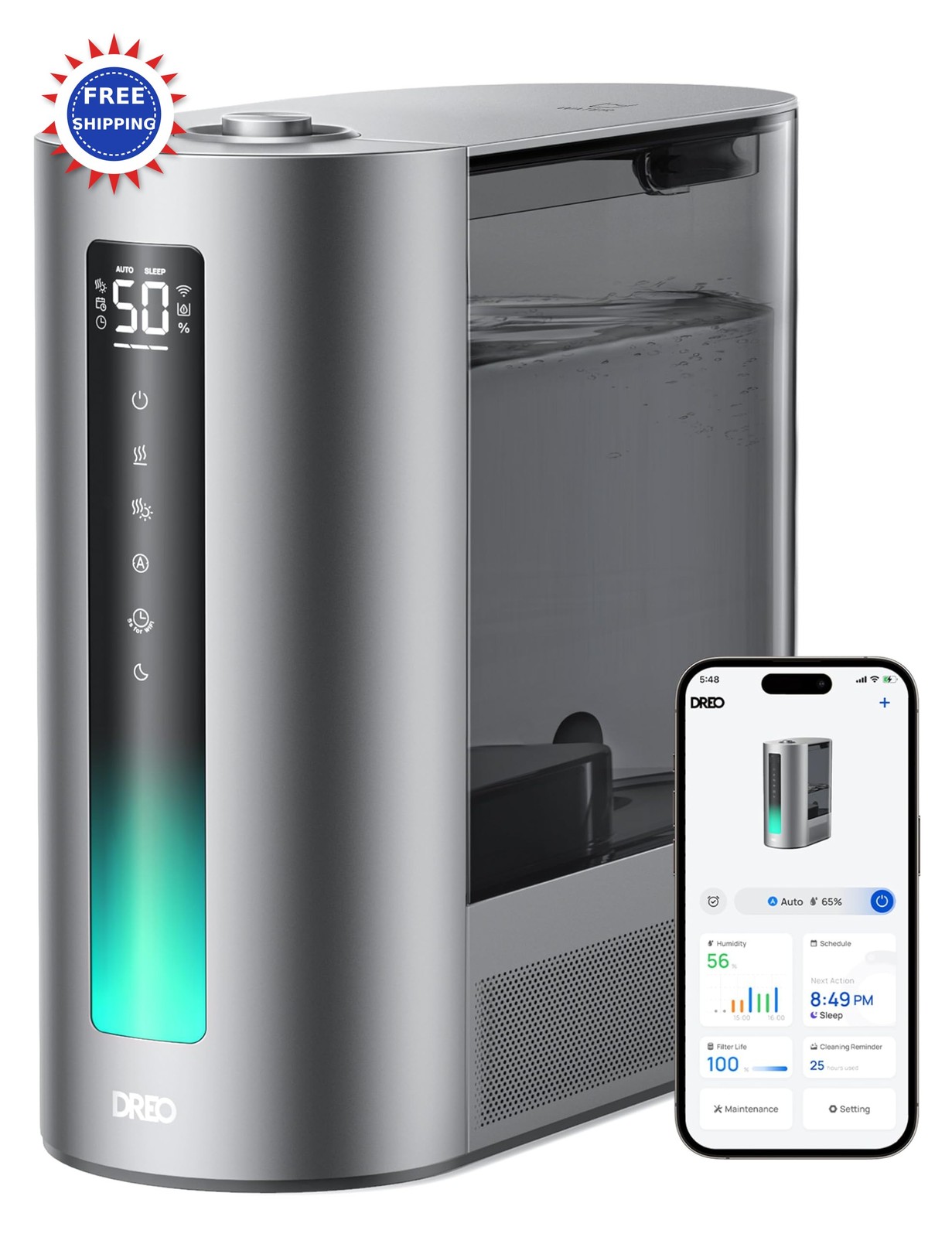 Smart Warm Cool Mist Large Room 60hr Quiet Baby Plant
