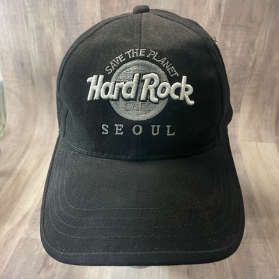 Hard Rock Cafe Seoul Save The Planet Adjustable Slide Hat Cap Black  RARE