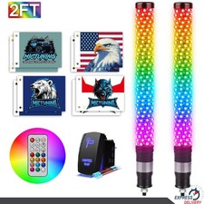 MICTUNING Spiral LED Whip Lights 2PCS w/ RGB Chase Effects for UTV/ATV/Off-Road