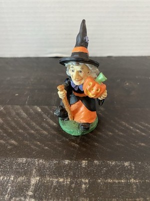 Midwest Of Cannon Falls Porcelain Halloween Witch With Black Cat Figurine