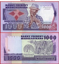 MADAGASCAR 1000 FRANCS = 200 ARIARY nd 1983 P 68a UNC free shipping from 100$