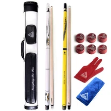 CUESOUL 11.5mm Cue Tip Break Cue Jump Cue,2 Cues with  2x2 Cue Case