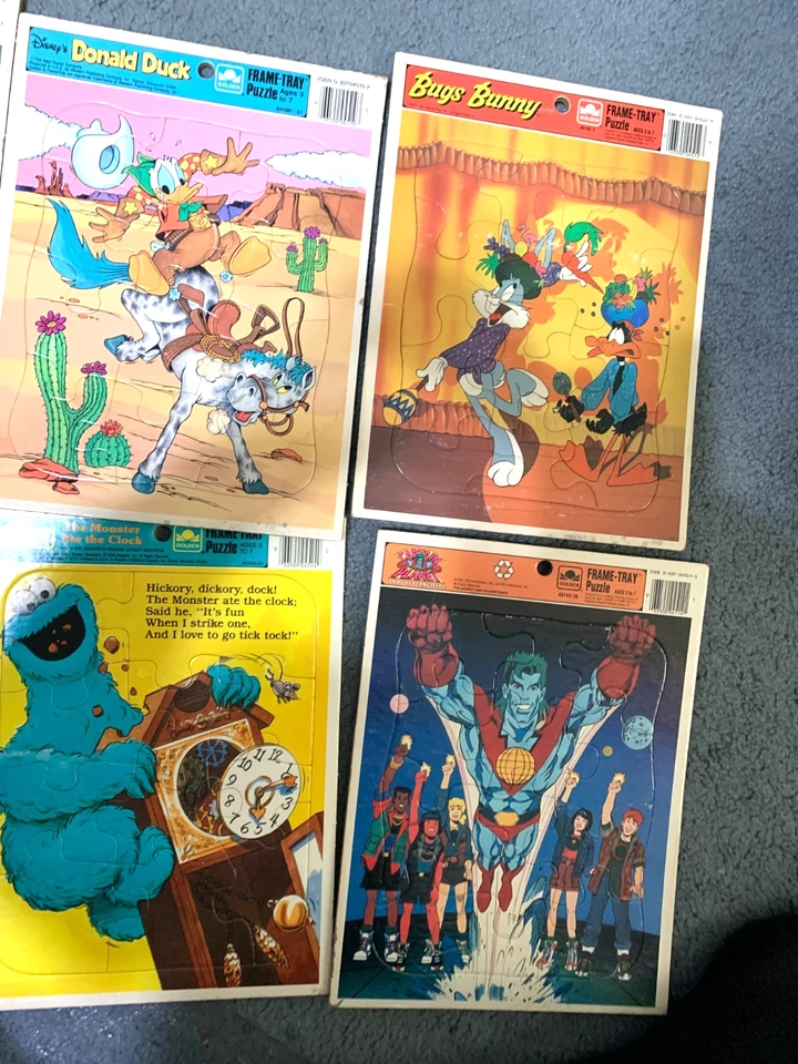 Vintage   10   Unpunched Frame Tray Puzzles    Disney Sesame St  Captain Planet - Image 4 of 4