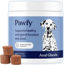 Pawfy Anal Gland Chews for Dogs with Peanut Butter | Dog Probiotics No Color 