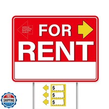 GXGGUS For Rent Signs with Stakes,1 PCS 17" x 13" Double-Sided Signs, H-Metal