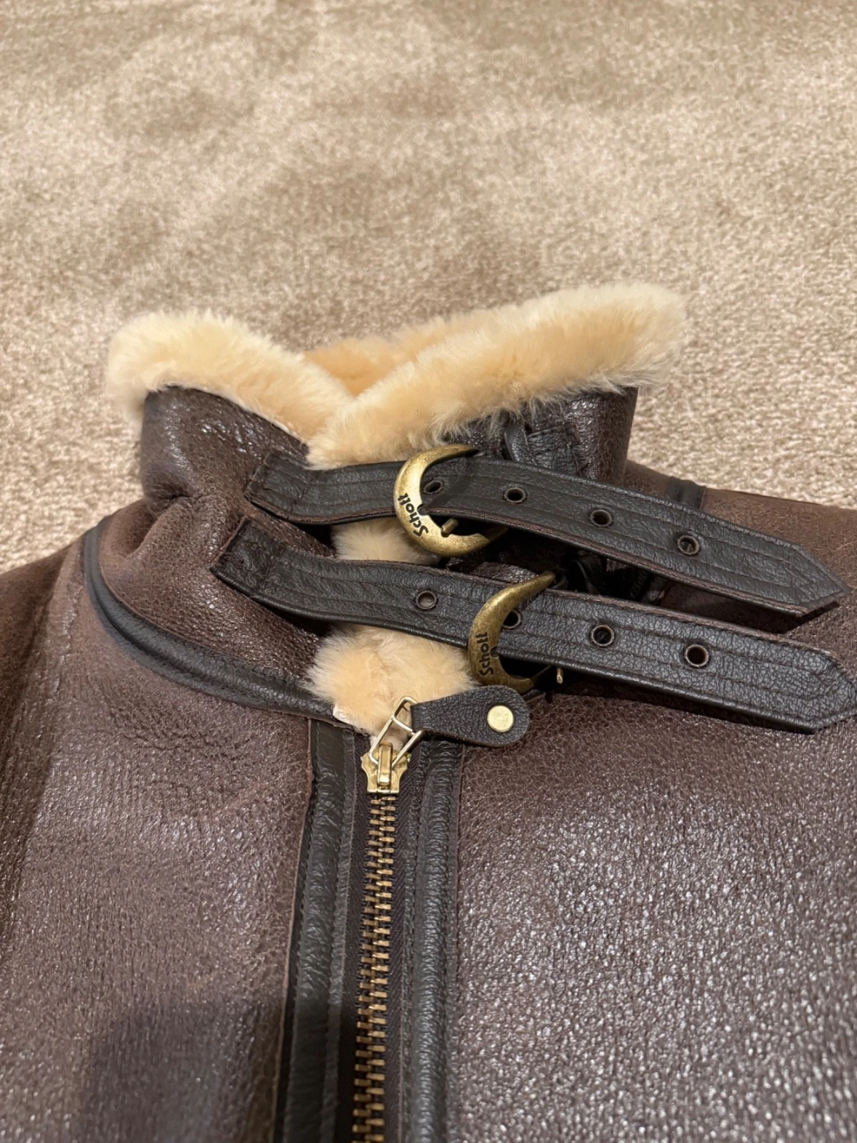 Schott NYC Classic B-3 Sheepskin Bomber Jacket, Mint, Condition Size 48 Worn 2X. image 3